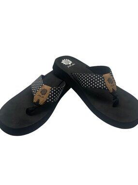 Yellow Box Womens Polka Dot Flip-Flops With Comfortable Cushioned Sole
